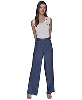 Karl Lagerfeld Paris Women's Pinstriped Wide-Leg Pants