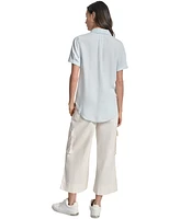 Dkny Jeans Women's Rolled-Sleeve Button-Up Shirt