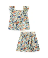 Polo Ralph Lauren Big Girls 2-Piece Floral Smocked Top and Skirt Set
