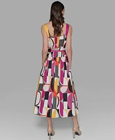 Karl Lagerfeld Paris Petite Abstract-Print Midi Dress