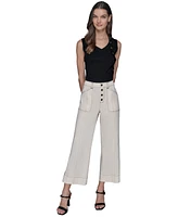 Karl Lagerfeld Paris Women's Stitch-Trimmed Cropped Pants