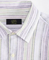 Club Room Men's Elevated Barry Regular-Fit Stripe Button-Down Linen Shirt, Exclusively at Macy's