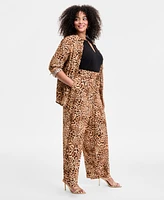 I.n.c. International Concepts Plus Cheetah Printed High-Rise Pants, Exclusively at Macy's