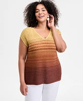 I.n.c. International Concepts Plus Ombre V-Neck Sweater, Exclusively at Macy's