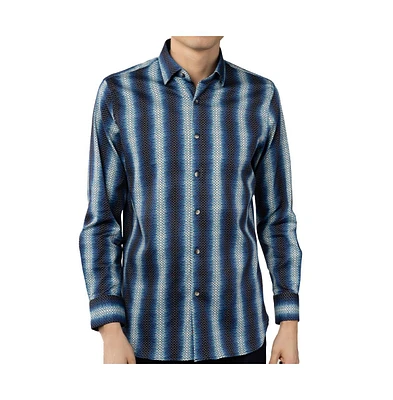 Luchiano Visconti Men's Multi Blue with printed Gold Circle chain