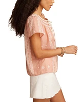 Lucky Brand Short Sleeve Peasant Blouse