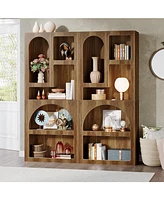 Tribesigns 70" Tall Geometric Bookshelf Set of 2, White Arched Bookcase with 5 Irregular Storage Shelves, Modern Open Art Decor Display Shelf Fre