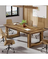 Tribesigns Conference Table, 5 ft Meeting Room Table with Solid Wooden Base, Large