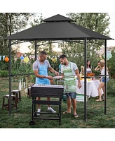 8 x 5 Feet Outdoor Double-Tiered Barbecue Grill Gazebo Canopy Tent Bbq Shelter