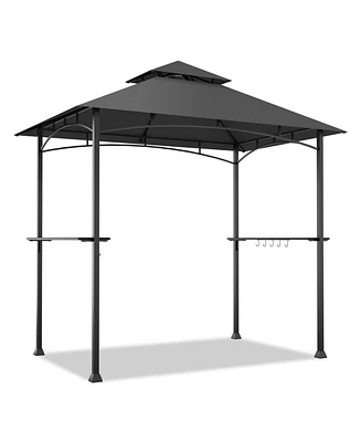 8 x 5 Feet Outdoor Double-Tiered Barbecue Grill Gazebo Canopy Tent Bbq Shelter
