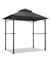 8 x 5 Feet Outdoor Double-Tiered Barbecue Grill Gazebo Canopy Tent Bbq Shelter