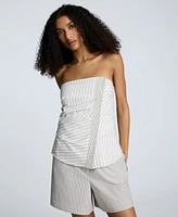 Kenneth Cole Women's Strapless Fitted Side-Pleat Top
