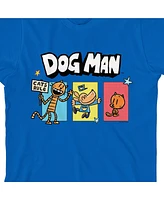 Dog Man Boys Petey the Cat & Lil' Youth Royal Blue Short Sleeve Tee-xl