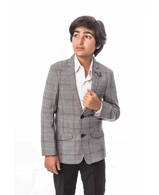 Elie Balleh Big Boys Grey Slim Fit Plaid Suit