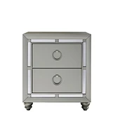 Modern Tone Nightstand with 2 Drawers and Mirror Accents