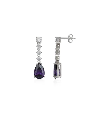 Spero London Pear Shape Amethyst Sterling Silver Drop Earrings