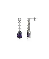 Spero London Pear Shape Amethyst Sterling Silver Drop Earrings