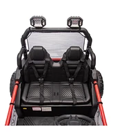 24V Two-seater Kids Ride On Utv W/Parents Control,400W Super Power, Four-wheel suspension, Led Light with Rear searchlight, Bluetooth, MP3,Music, Rear