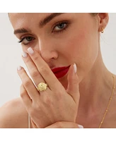 Spero London Sun Face Embossed Sterling Silver Medal Ring