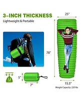 3 Inch Thick Inflatable Waterproof Camping Sleeping Pad-Green