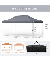 10 x 20 Ft Pop-up Canopy Tent with Carrying Bag-Gray