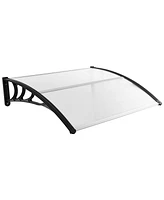 48 x 40 Inch Outdoor Front Door Window Awning Door Canopy Exterior-Black