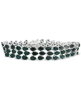 Black Sapphire (38-1/2 ct. tw) & Diamond Accent Triple-Row Flex Bracelet in Sterling Silver