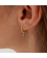 Spero London Turquoise Spike Pave Hoop Drop Earring