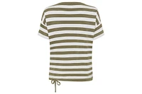 Olsen Women's Striped Tee with Puff Print Detail