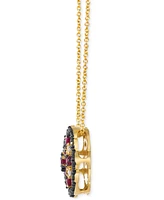 Le Vian Passion Ruby (1/2 ct. t.w.) & Diamond (1/2 ct. t.w.) Flower Cluster Adjustable 20" Pendant Necklace in 14k Gold