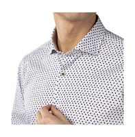 Luchiano Visconti Men's White Tiny Petal Jacquard Shirt