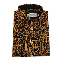 Elie Balleh Big Boys Black Geometric Slim Fit Shirt