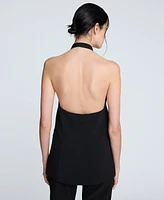 Kenneth Cole Women's Luxe Twill Three-Button Halter Vest
