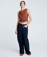 Kenneth Cole Women's Cowlneck Ruched Cropped Tank Top