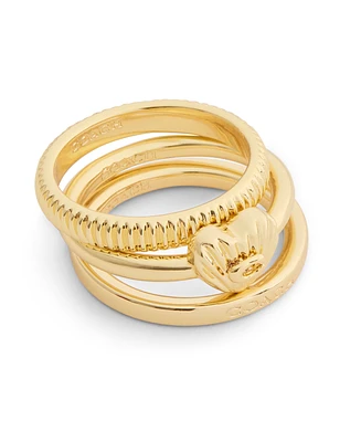 Coach Gold Signature Heritage Trio Ring Set