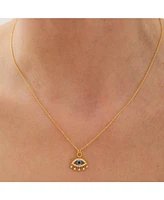 Spero London Evil Eye Blue Eyelash Sterling Silver Pendant Necklace