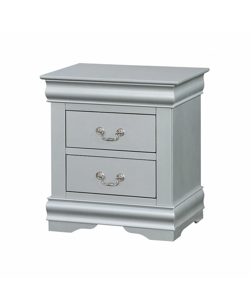 24" Platinum Two Drawers Nightstand