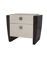 Two-Drawer Mirrored Nightstand with Ample Storage and Wood Construction