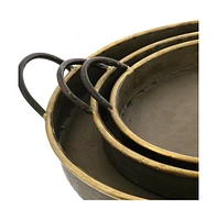 Versatile 3-Piece Round Tin Tray Set with Handles for All Settings
