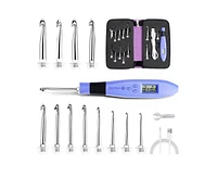 Zcvtbye Rechargeable Lighted Crochet Hook Set with Stitch Counter, Interchangeable Metal Heads