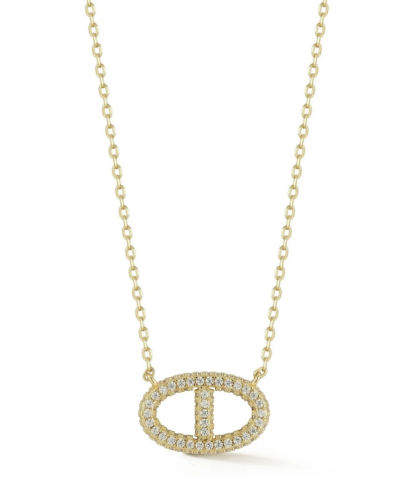 Rachel Zoe 14K Gold Plated Sterling Silver Pave Mariner Link Necklace