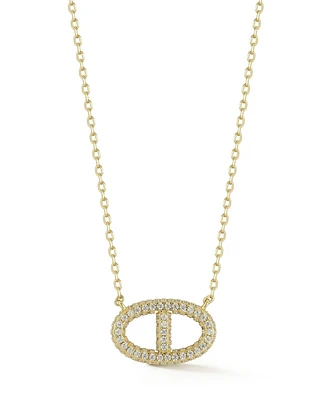 Rachel Zoe 14K Gold Plated Sterling Silver Pave Mariner Link Necklace
