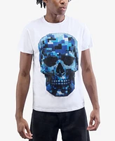heads or tails Men's Pixel Skull Rhinestone Crew T-Shirt
