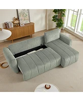 Convertible Sectional Sofa Couch, Modern Fabric 3 Seater L-Shaped Couch for Living Room, Apartment, Office, Small Space