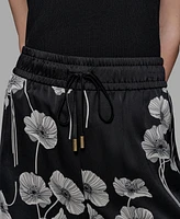 Karl Lagerfeld Paris Petite Floral Print Wide-Leg Pants