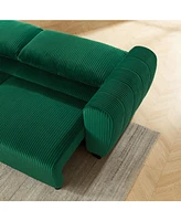 Green Corduroy Convertible Sleeper Sofa with Storage