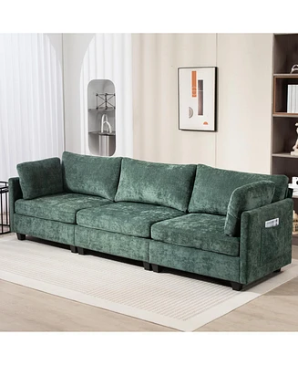 111.42x32.28" 3-Seater Chenille Sofa - Comfy, Cloud-Soft