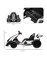 24V 7.5 Mph Electric Go Kart with Adjustable Seat, Drifting Car Battery Powered Ride on Toy Outdoor with Slow Start, Button Start, Music, Honking Horn
