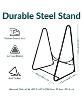 Patio Hammock Chair with Stand - Hanging Hammock Swing Chair with Stand for Outside - Heavy-Duty Steel - A-Frame - Black