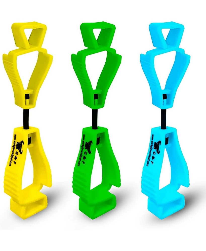 Work Glove Clips, 3 Pcs, 360° Rotating, Spring-Loaded